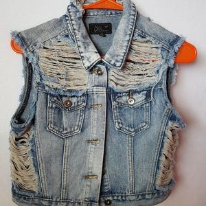 Distressed Denim Jean Jacket